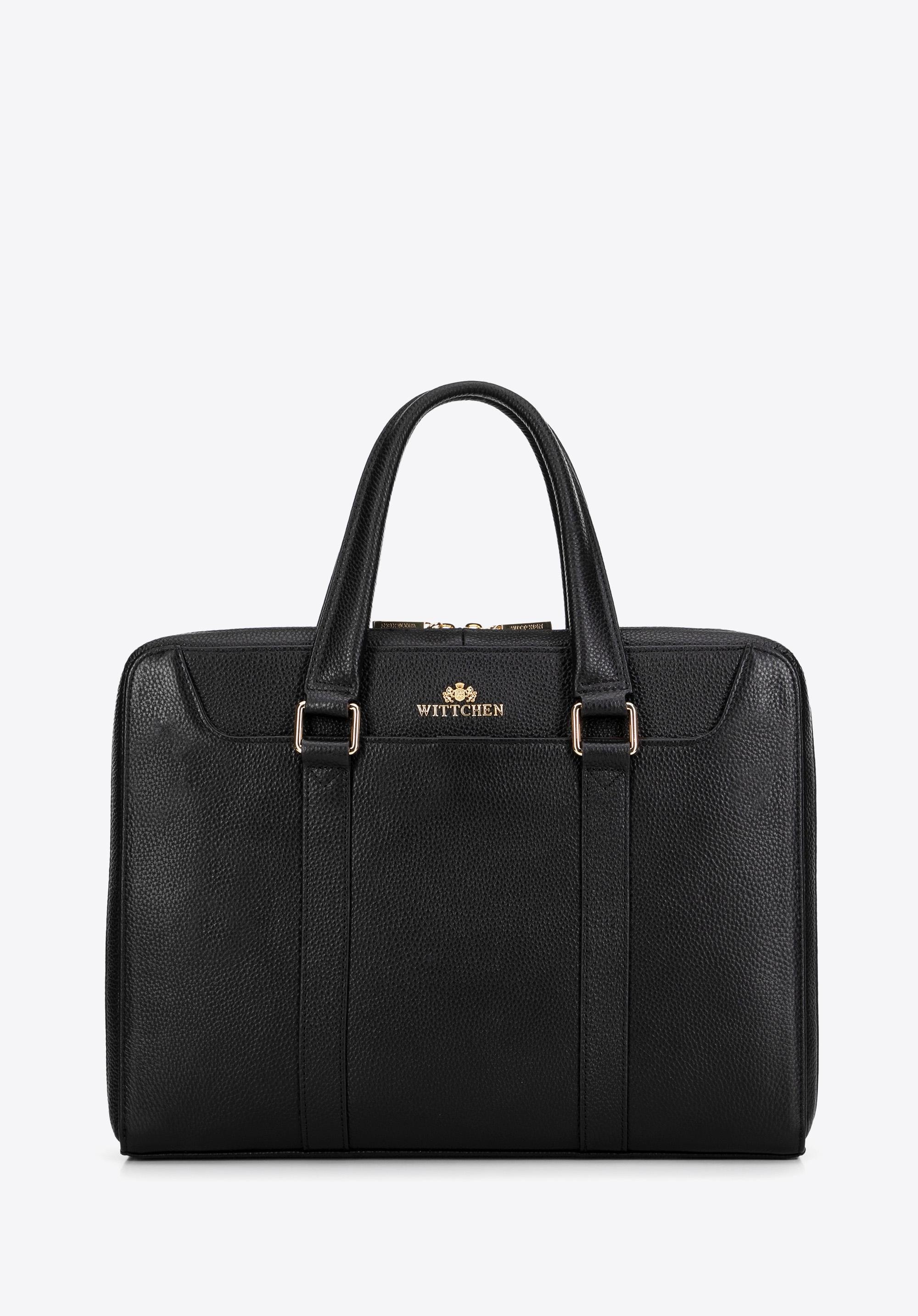 Torba na laptopa 13,3'' ze skóry groszkowej czarna