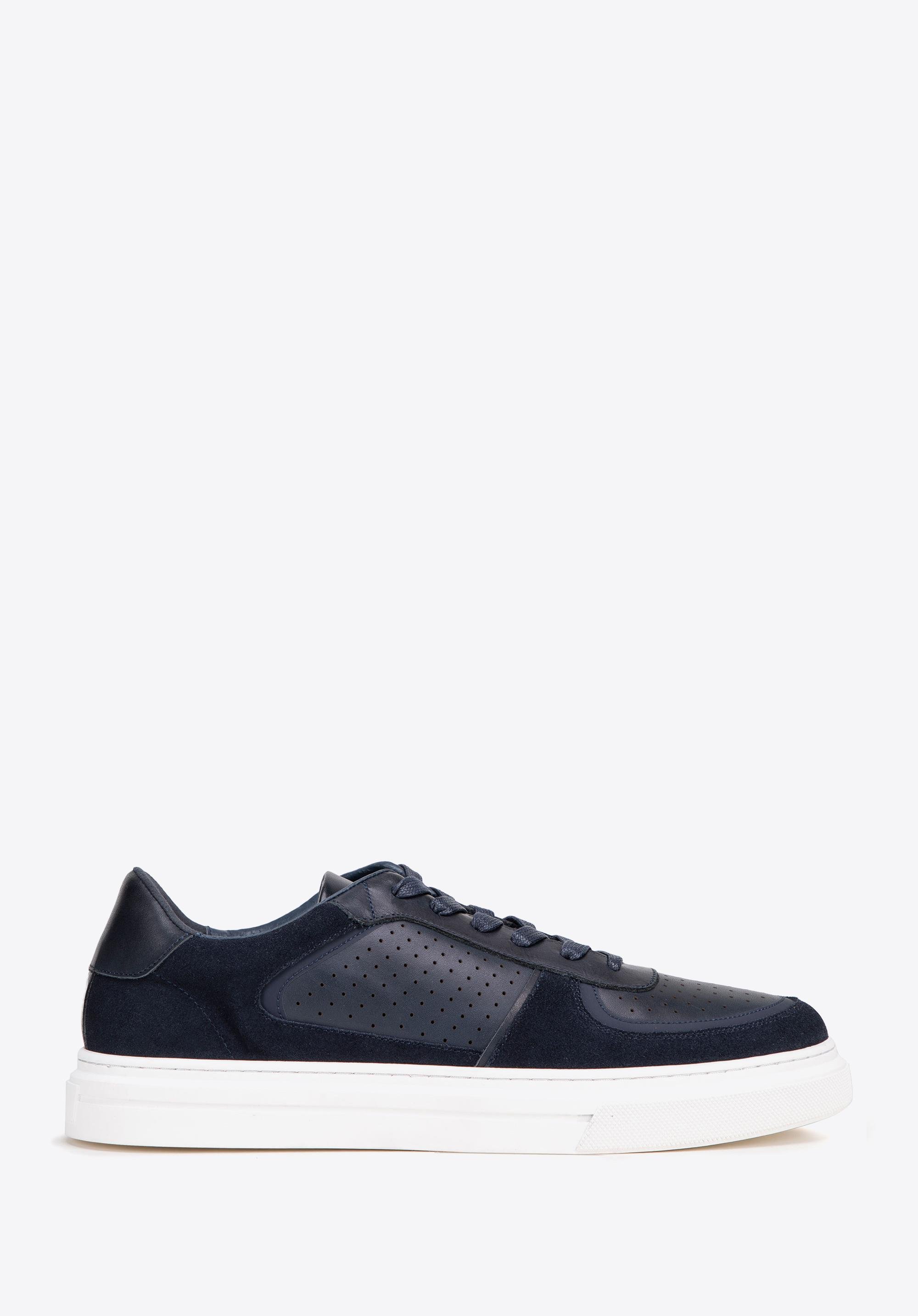 Męskie sneakersy ze skóry granatowe