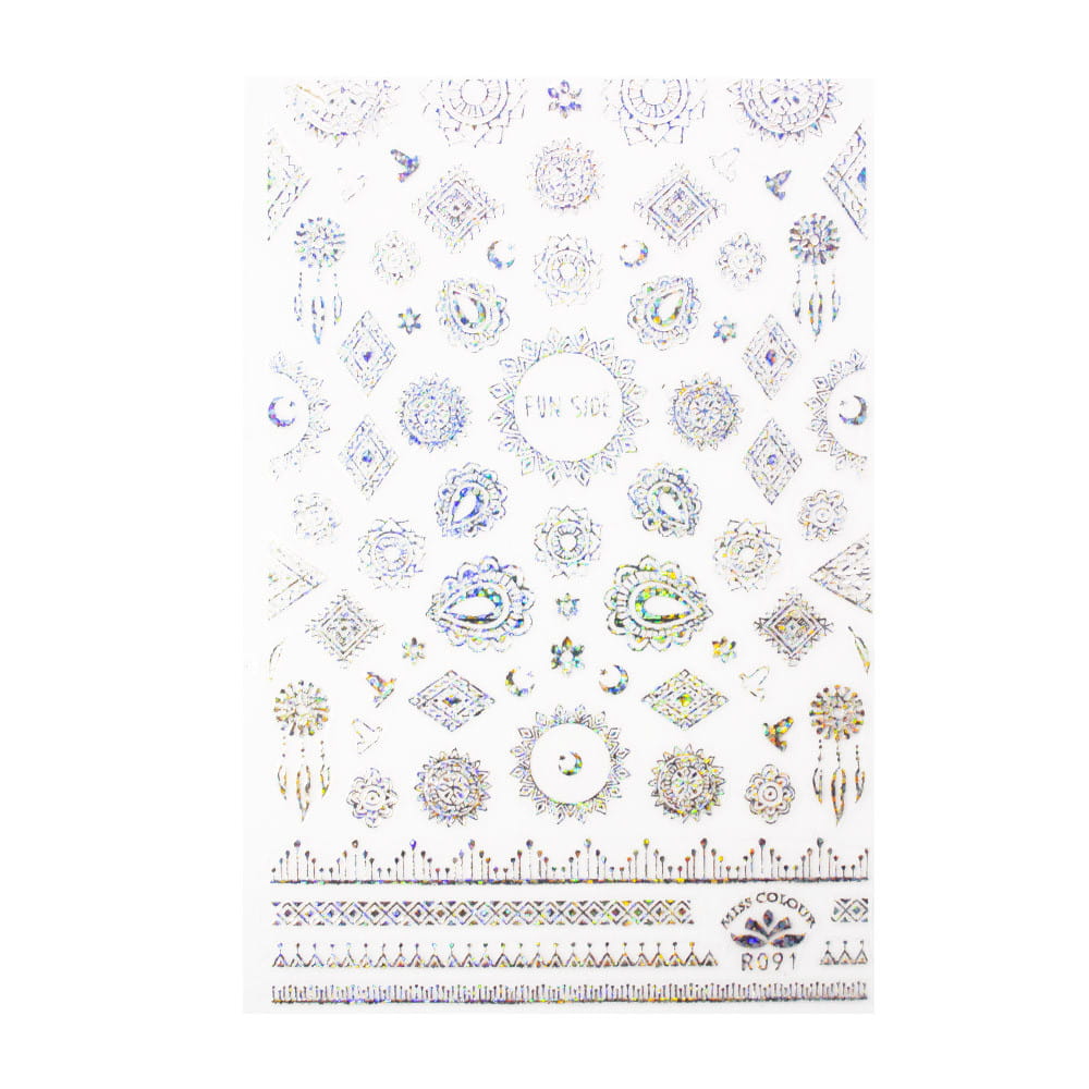 Naklejki do paznokci cienkie ornamenty R091 holo