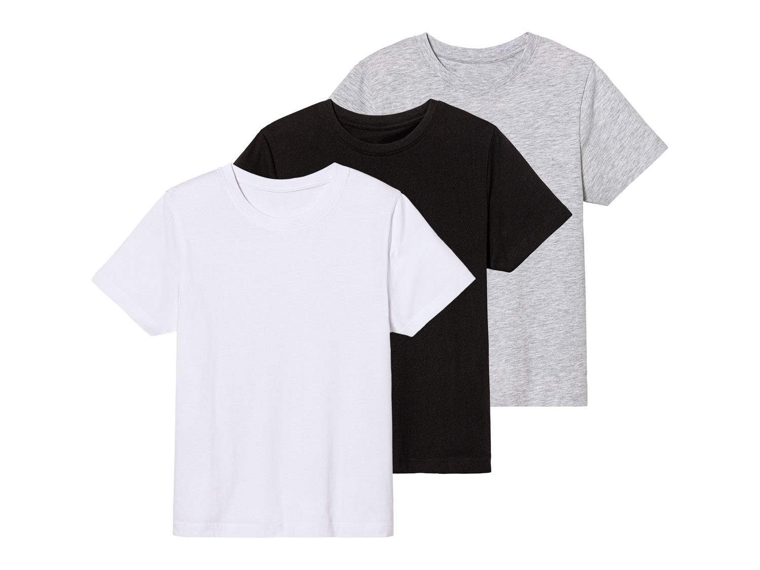 pepperts! T-shirty dziewczęce z bawełną, 3 sztuki 146/152, Czarny/ szary/ biały
