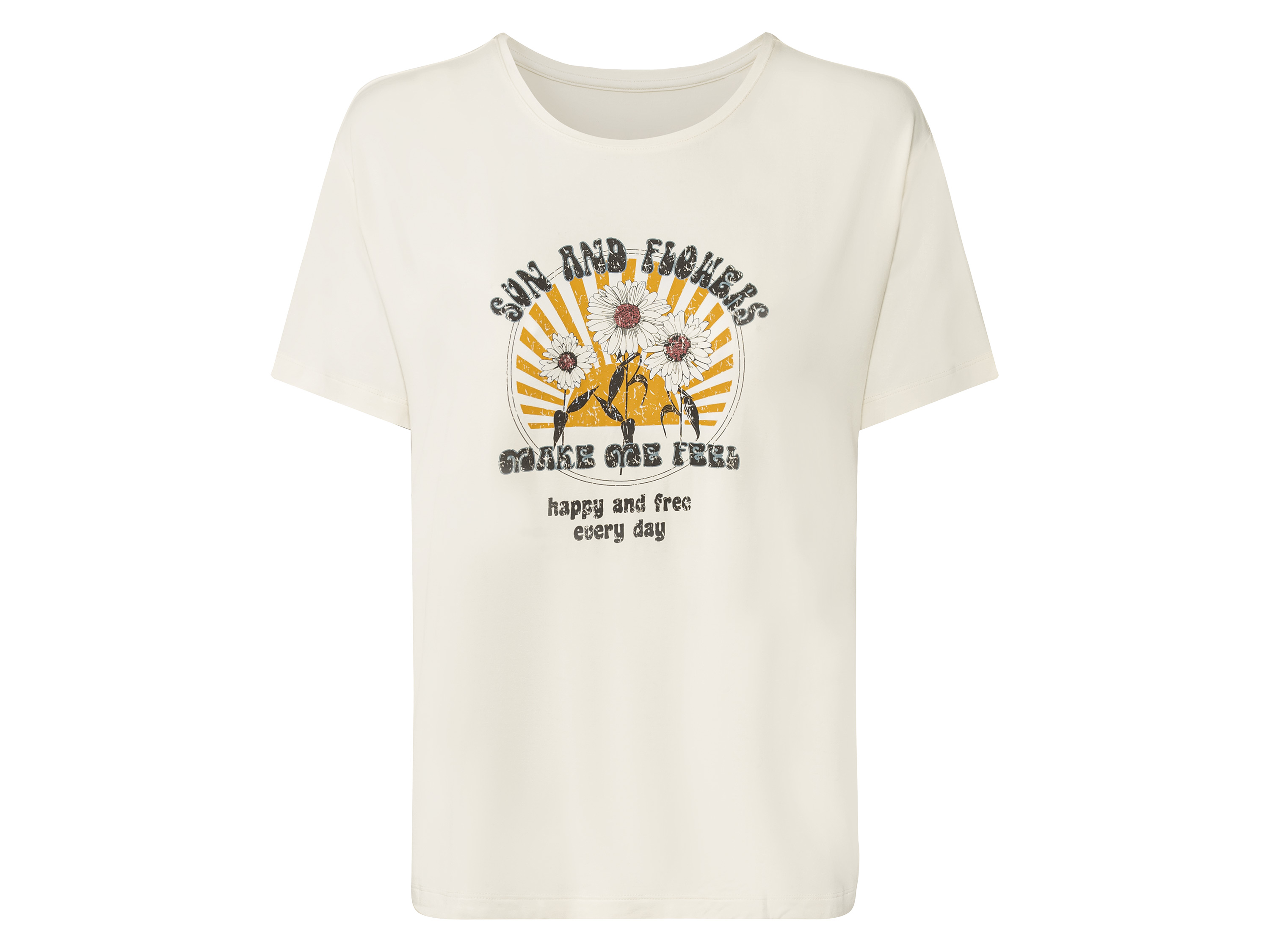 esmara T-shirt damski z nadrukiem Kremowy, M 40/42