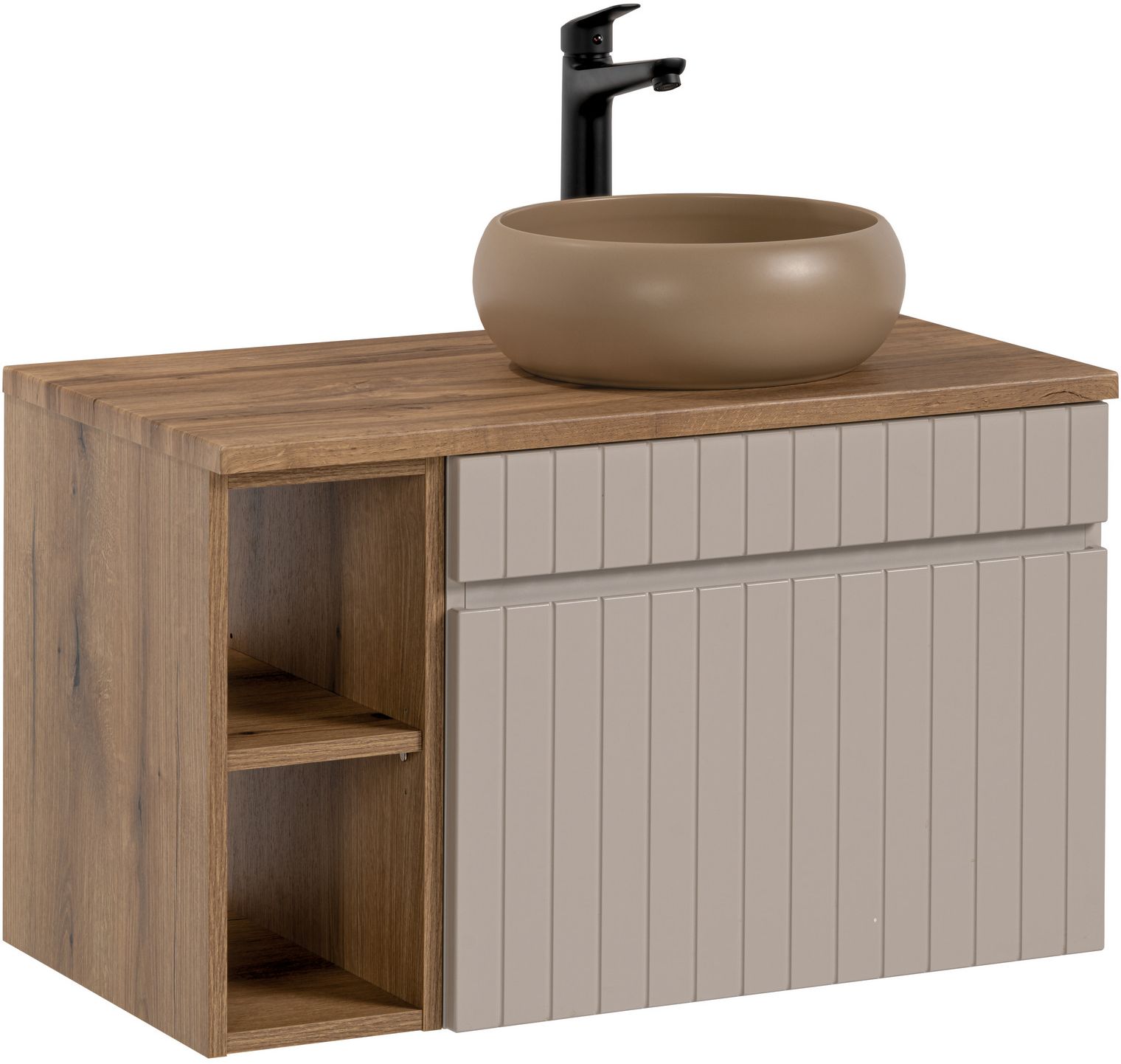 Darmowa Dostawa - Zestaw mebli łazienkowych 80x45.6x46 cm podumywalkowa wisząca beżowa Comad Iconic Cashmere SETICCB80CMWIKIMC8101COASTEVOK