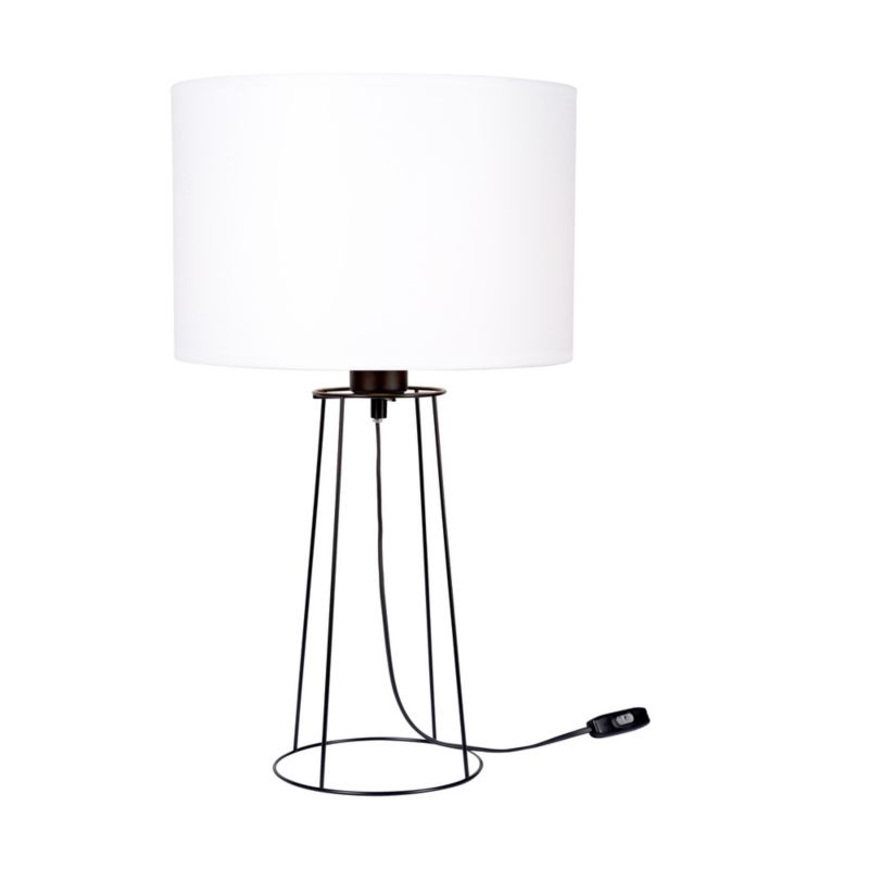 Lampa Stołowa SPOT Light 1xE27 Max.25W Elegancka Czerń w Połączeniu z Białą Tkaniną, Polski Producent, 1 szt.