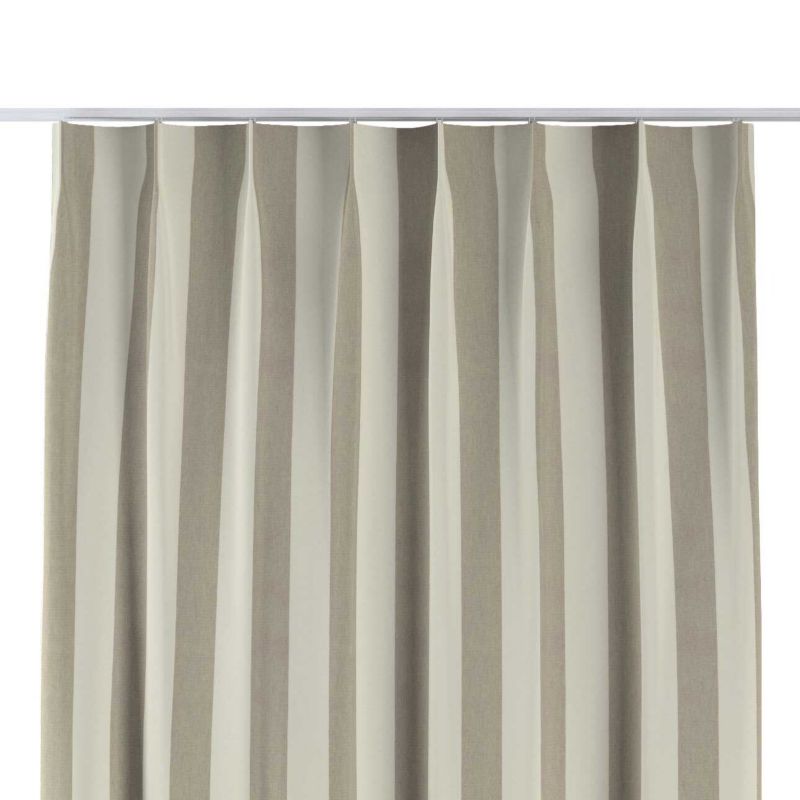 Zasłona na haczykach flex pojedynczych 130 x 245 cm Dekoria beżowo-białe pionowe pasy (5,5cm) 1 szt.