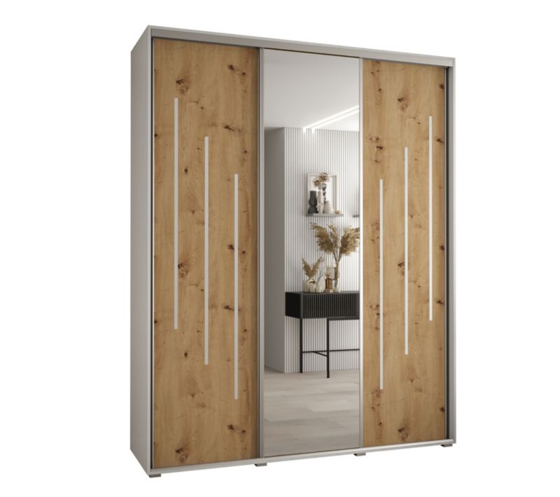 Szafa przesuwna Abiks DAVOS 9 wysoka szer.200cm gł.60cm biały/artisan/srebrny 1szt.