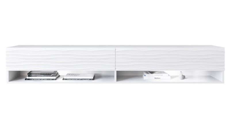 Szafka RTV MIRJAN 24 A180 MDF z oświetleniem LED RGB biały/biała fala 1 szt.