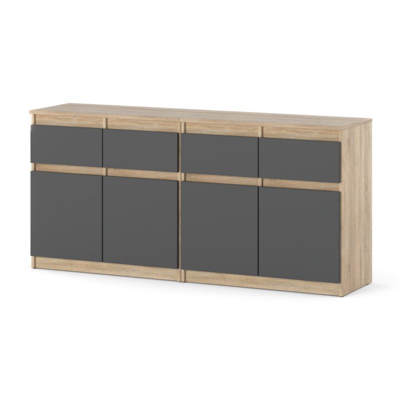 Komoda Hurtownia-Mebli Szuflady 4 Olia Mini 160cm Dąb Sonoma Szary Mat 160x35x75 cm 1szt.