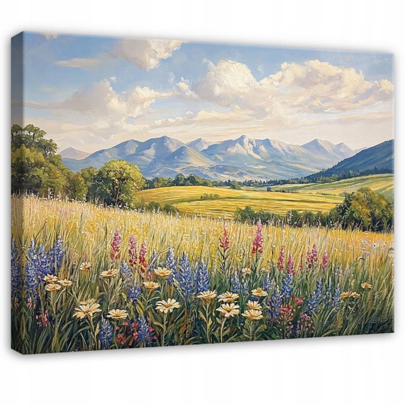 Obraz Do Sypialni Salonu Kwiaty Polne Pastele Na Płótnie Canvas WALLARENA 60x40 cm Dekoracja Ścienna 1 szt.