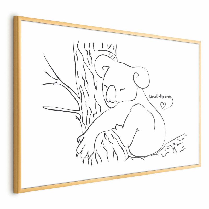 Plakat Artgeist Śpiący koala 90x60 cm z ramą złotą 1 szt