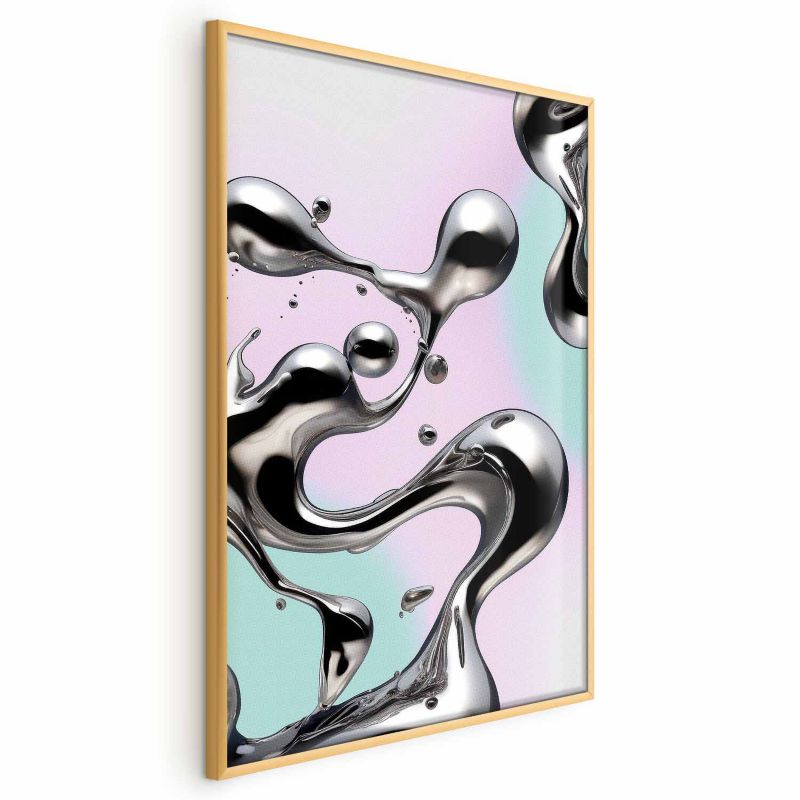 Plakat Artgeist Metaliczne Płynności 60x90 cm z ramą złotą 1 szt