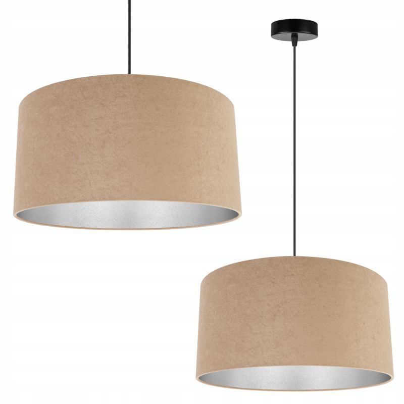 Lampa sufitowa wisząca Light Home LH Mediolan Welur 1x E27 60W zimny bezowy/srebrny 40cm 1szt.