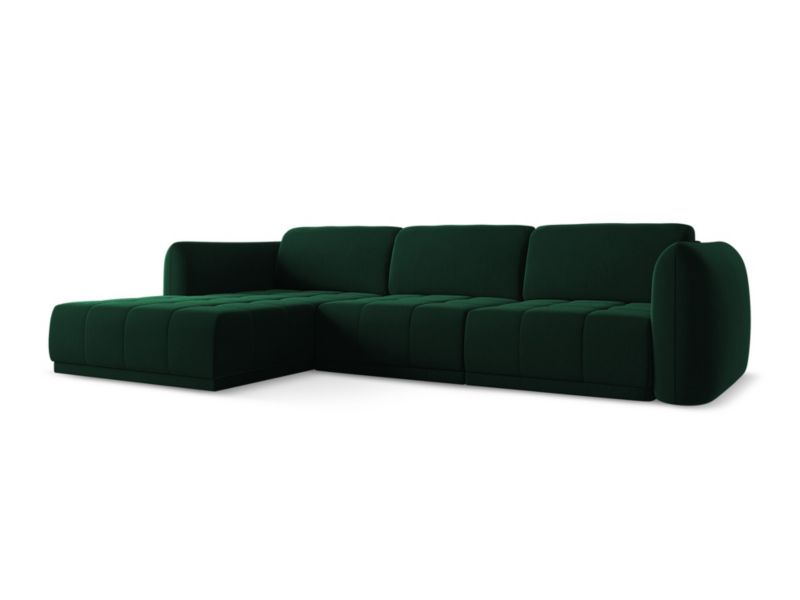 Narożnik lewostronny Makamii Hoku z tkaniny welwetowej 290x170 cm butelkowa zieleń 1 szt.