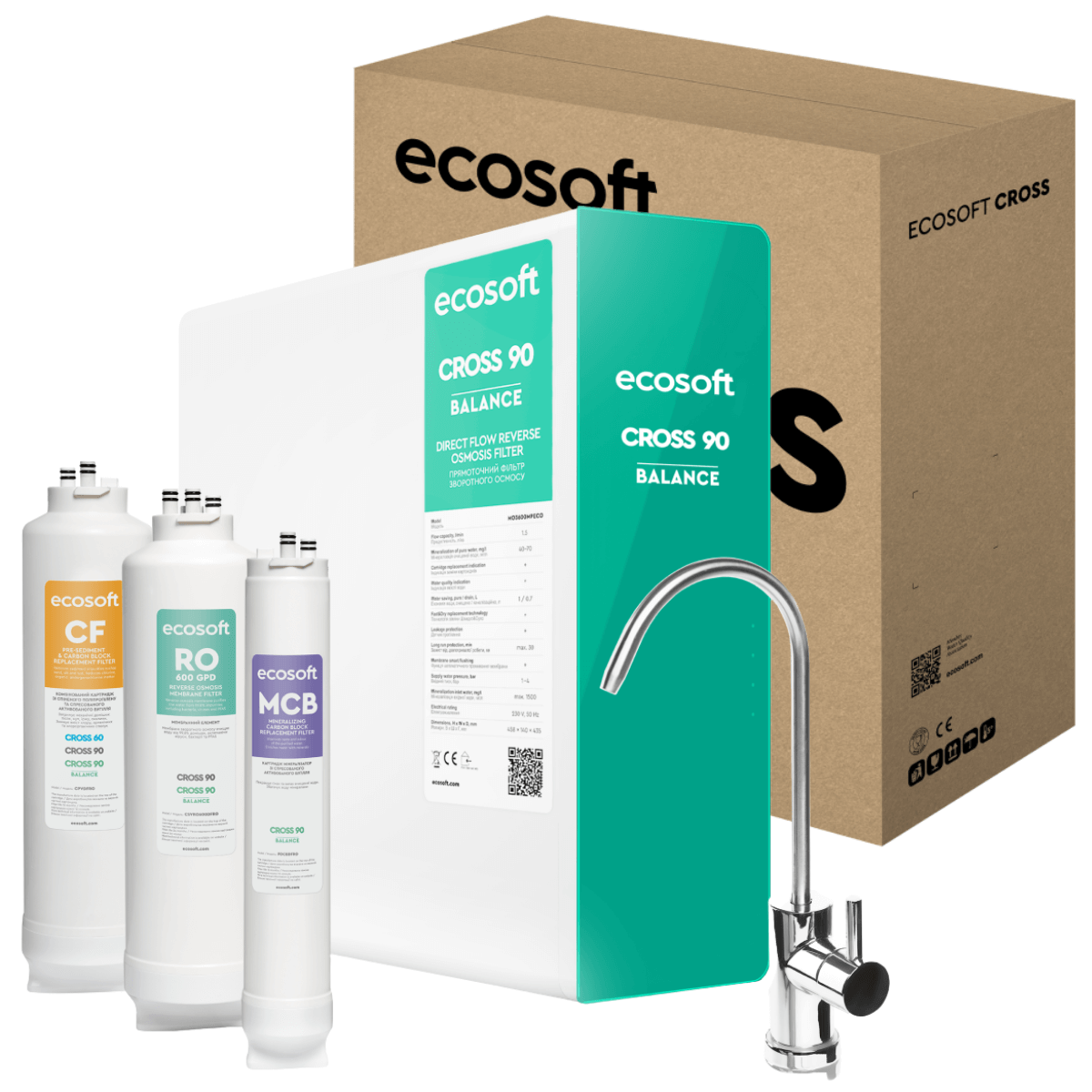 Ecosoft Cross 90 Balance fltr odwróconej osmozy bez zbiornika, z mineralizacją.