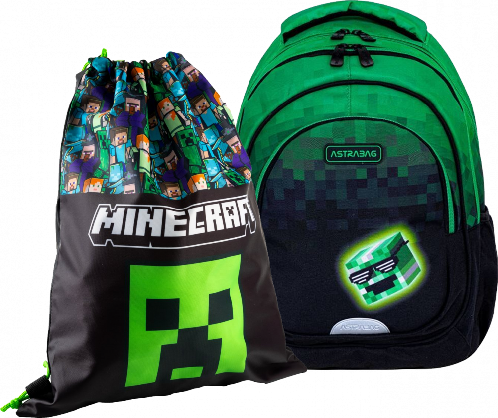 Zestaw: Plecak Astrabag Pixel Hero + worek na buty Astra Minecraft