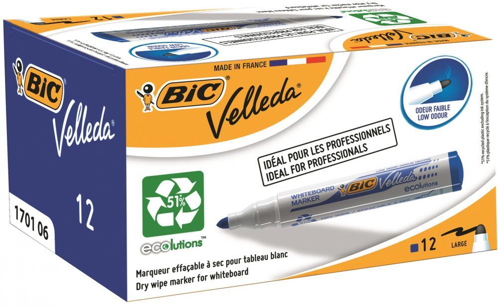 12x Marker suchościeralny Bic Velleda, okrągła, 4.95mm, niebieski