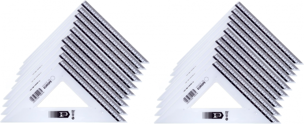 20x Ekierka MemoBe by Pratel, 25cm, 45 stopni, przezroczysty