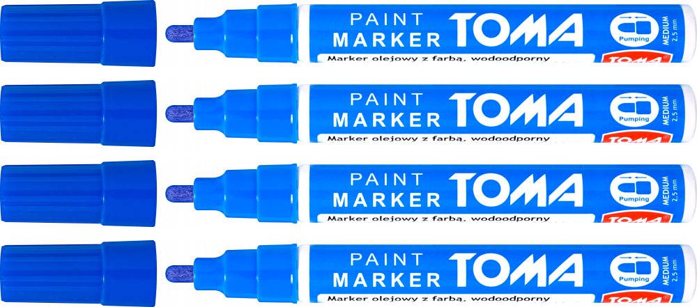 4x Marker olejowy Toma TO-440, okragła, 2.5 mm, niebieski