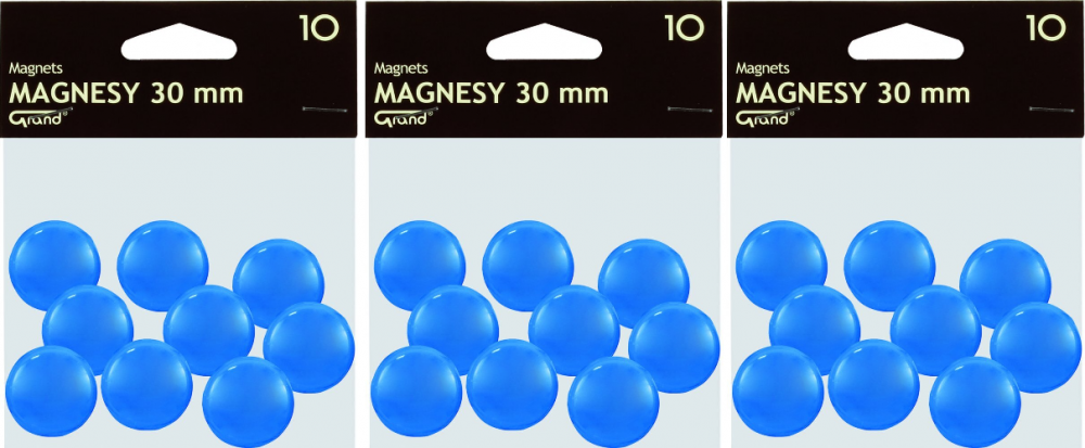 3x magnesy Grand, 30mm, 10 sztuk, niebieski