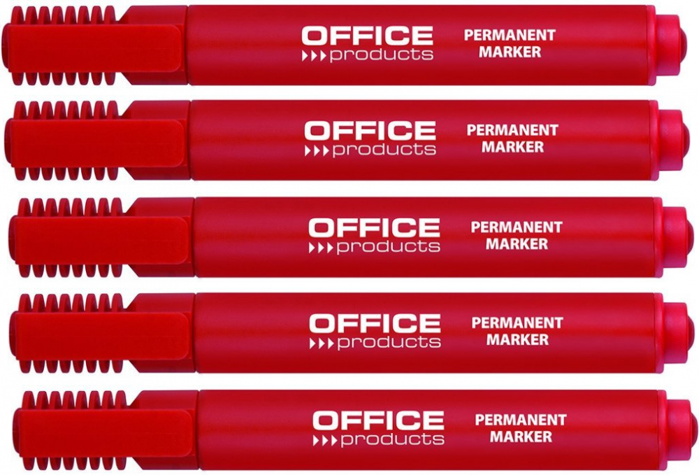 5 x marker permanentny Office Products, ścięta, 5mm, czerwony