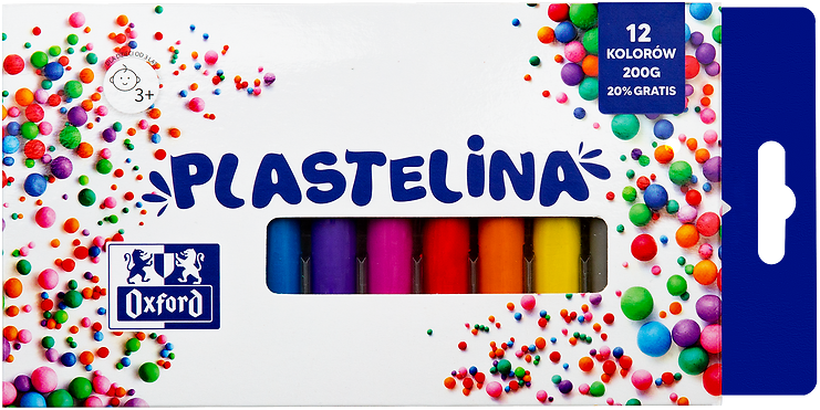 Plastelina Oxford mix kolorów, 12 kolorów, 200g