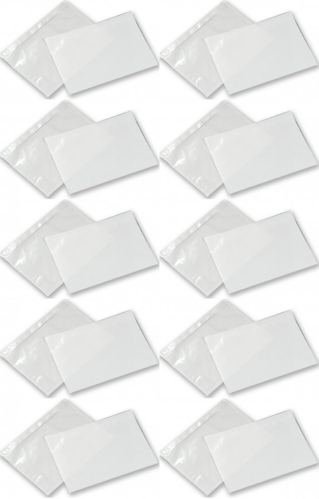 10x Koperty kurierskie/kangurki/przylgi NC, DL, z paskiem HK, 100 sztuk, przezroczysty