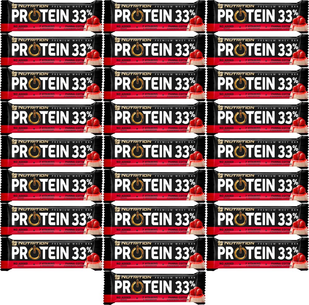 25x Baton proteinowy Sante Go On Nutrition Protein Bar 33%, panna cotta i truskawka , 50g