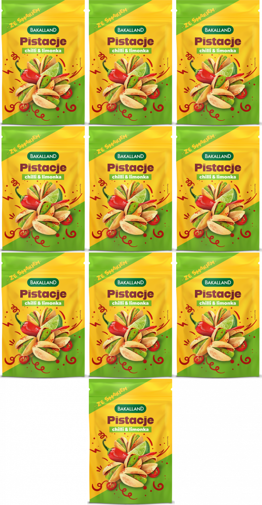 10x Pistacje prażone Bakalland, chili i limonka, 70g