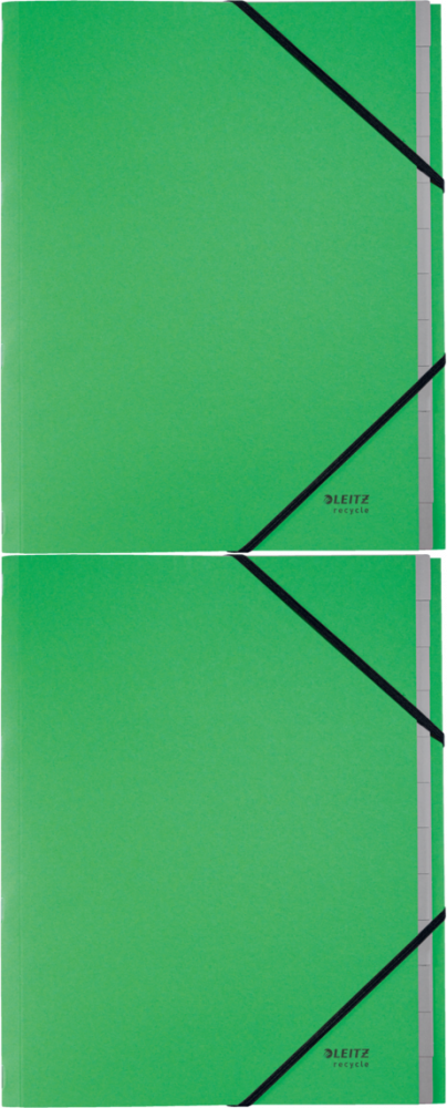 2x Teczka z przegródkami Leitz Recycle, A4, 12 przegródek, zielony