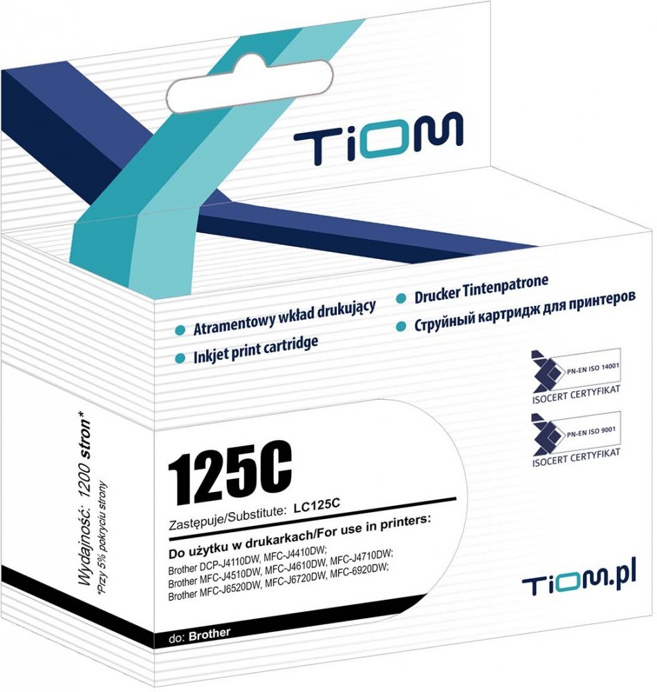 Tusz Tiom Ti-B125C (125C, LC125XLC), 1200 stron, cyan (błękitny)