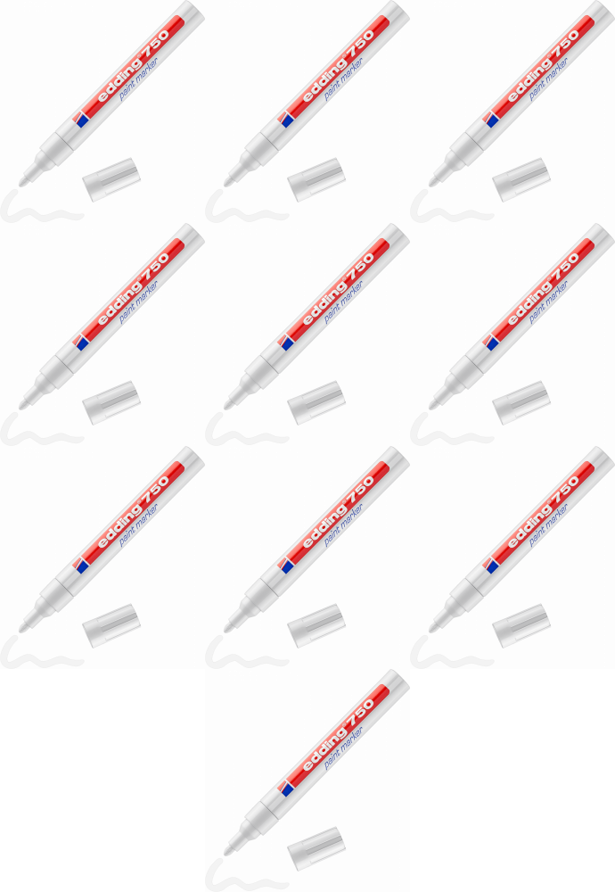 10x Marker olejowy edding 750, okrągła, 4mm biały