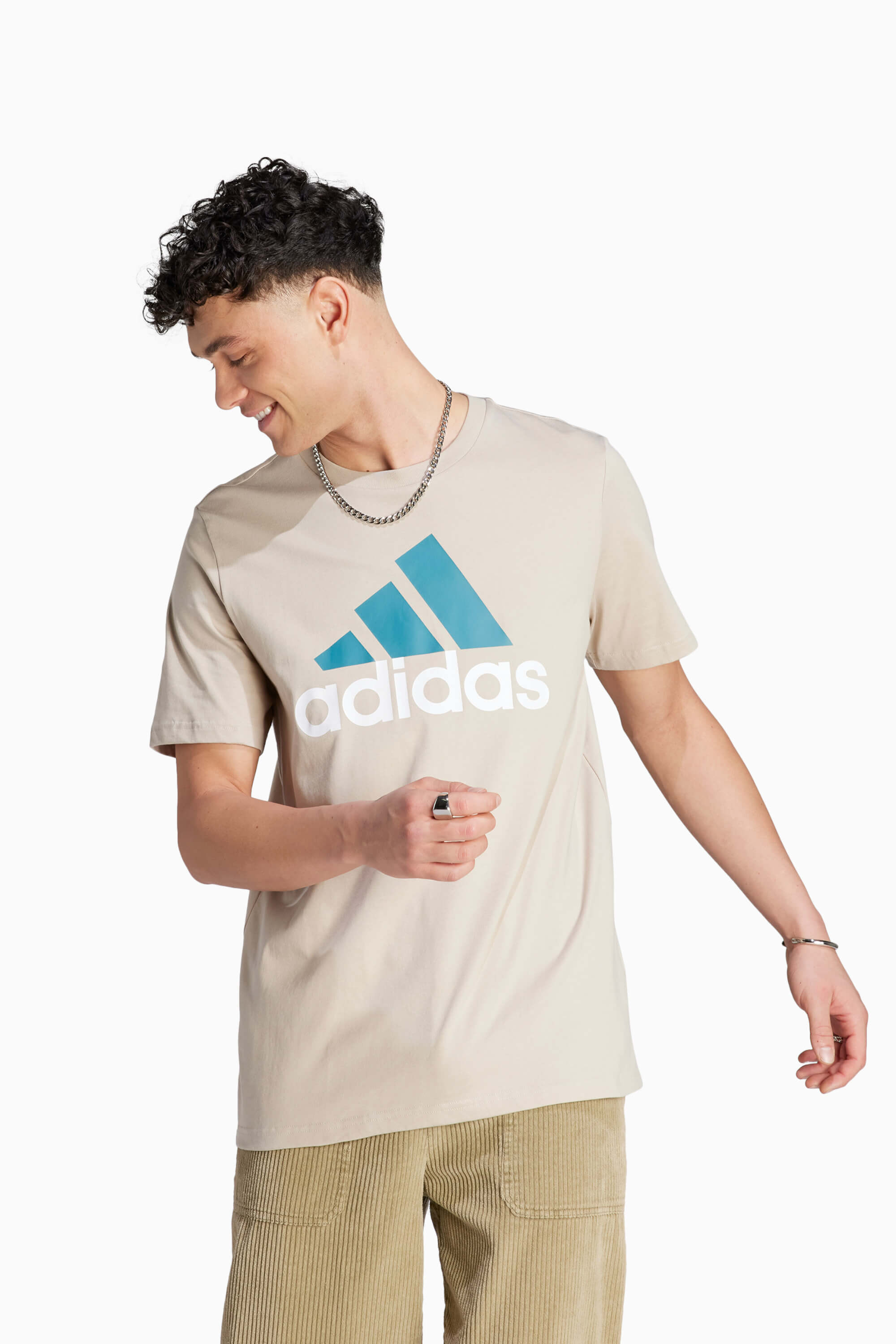 Koszulka adidas Essentials Single Big Logo - Beżowy