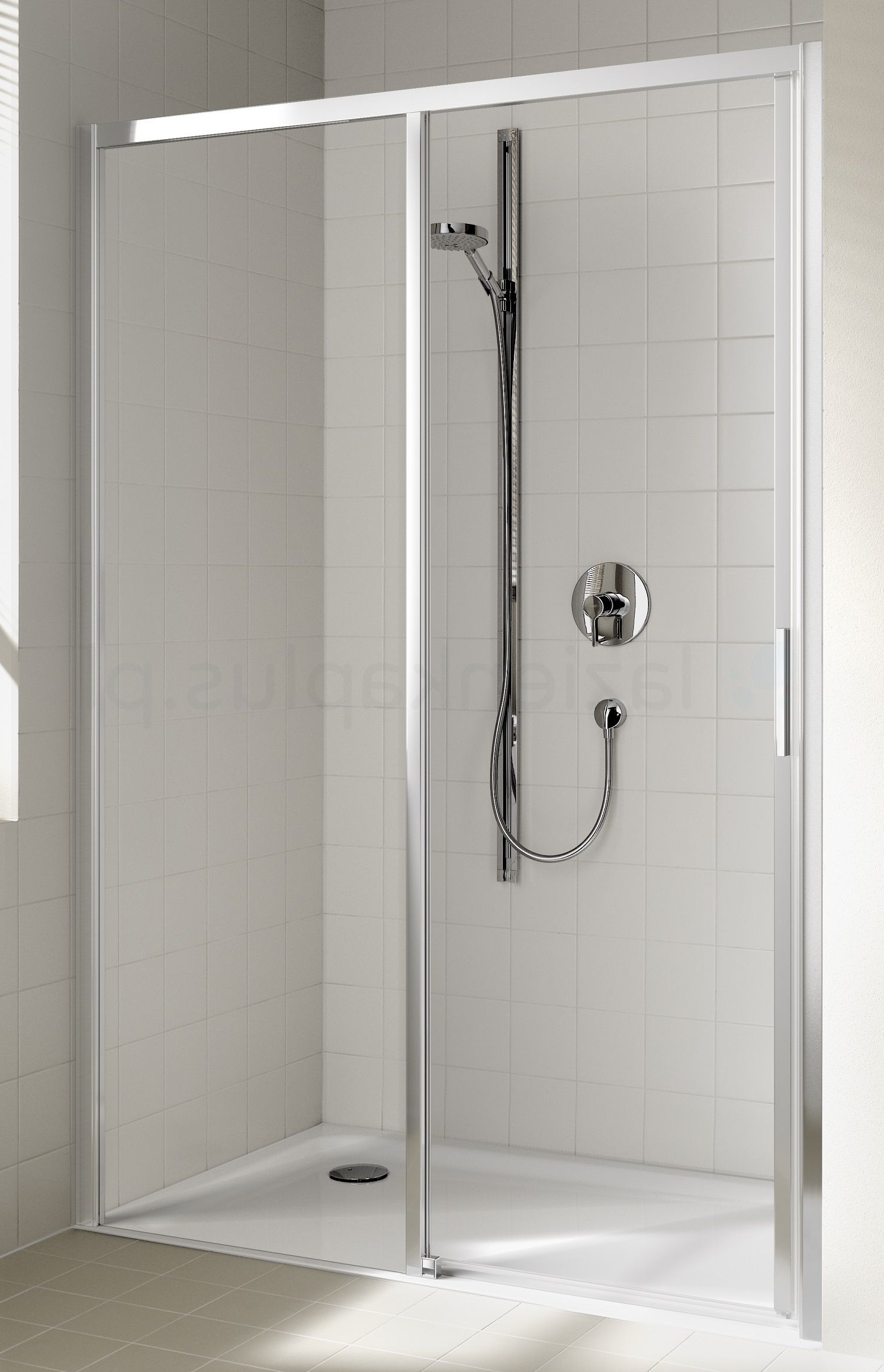 Kermi Cada XS drzwi prysznicowe 155 cm lewe srebrny wysoki połysk/szkło przezroczyste CKD2L15520VPK