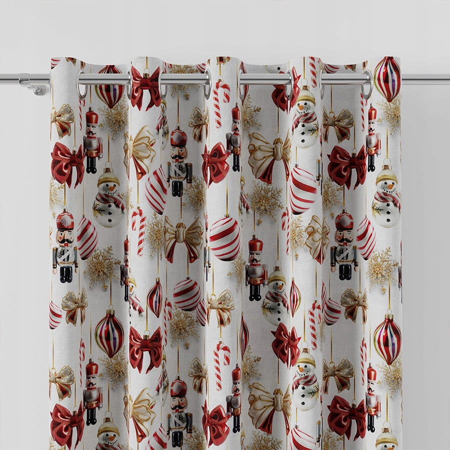 Świąteczna Zasłona Bombki 250x130cm - Idealna do salonu