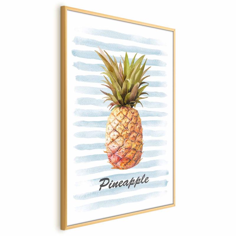 Plakat Artgeist Ananas i paski 29,7x42 cm z ramą złotą 1 szt