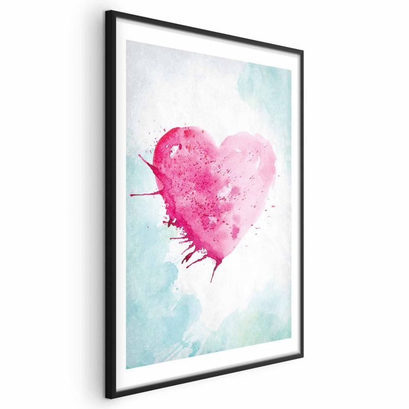 Plakat Artgeist Akwarelowe serce 21x30 cm z ramą czarną 1 szt