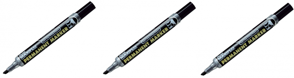 3x Marker permanentny Pentel NLF50, z tłoczkiem, ścięta, 4.5x2 mm, czarny