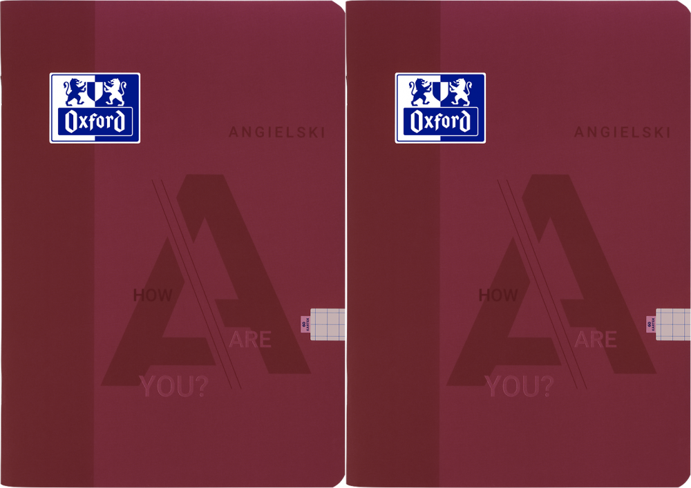 2x Zeszyt przedmiotowy w kratkę Oxford J. Angielski, A5, miękka oprawa, 60 kartek, bordowy