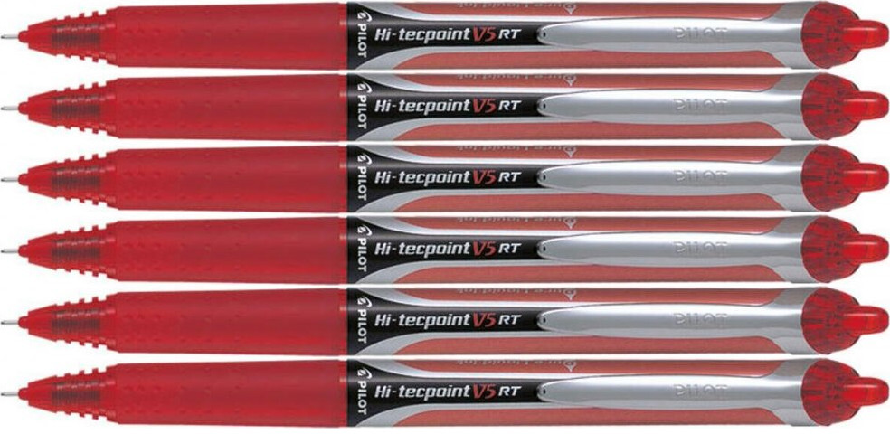 6x Cienkopis Pilot Hi-Tecpoint V5 RT, 0.5mm, czerwony