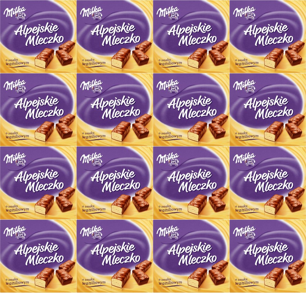 16x Bombonierka Alpejskie Mleczko Milka, waniliowe, 330g