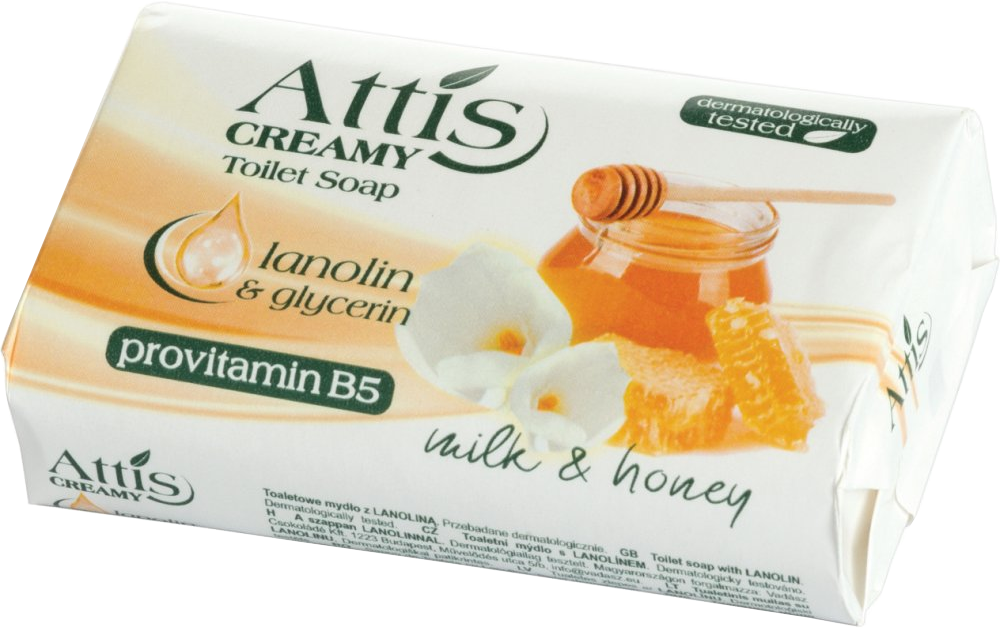 Mydło w kostce Gold Drop Attis, Creamy, mleko i miód, 100g