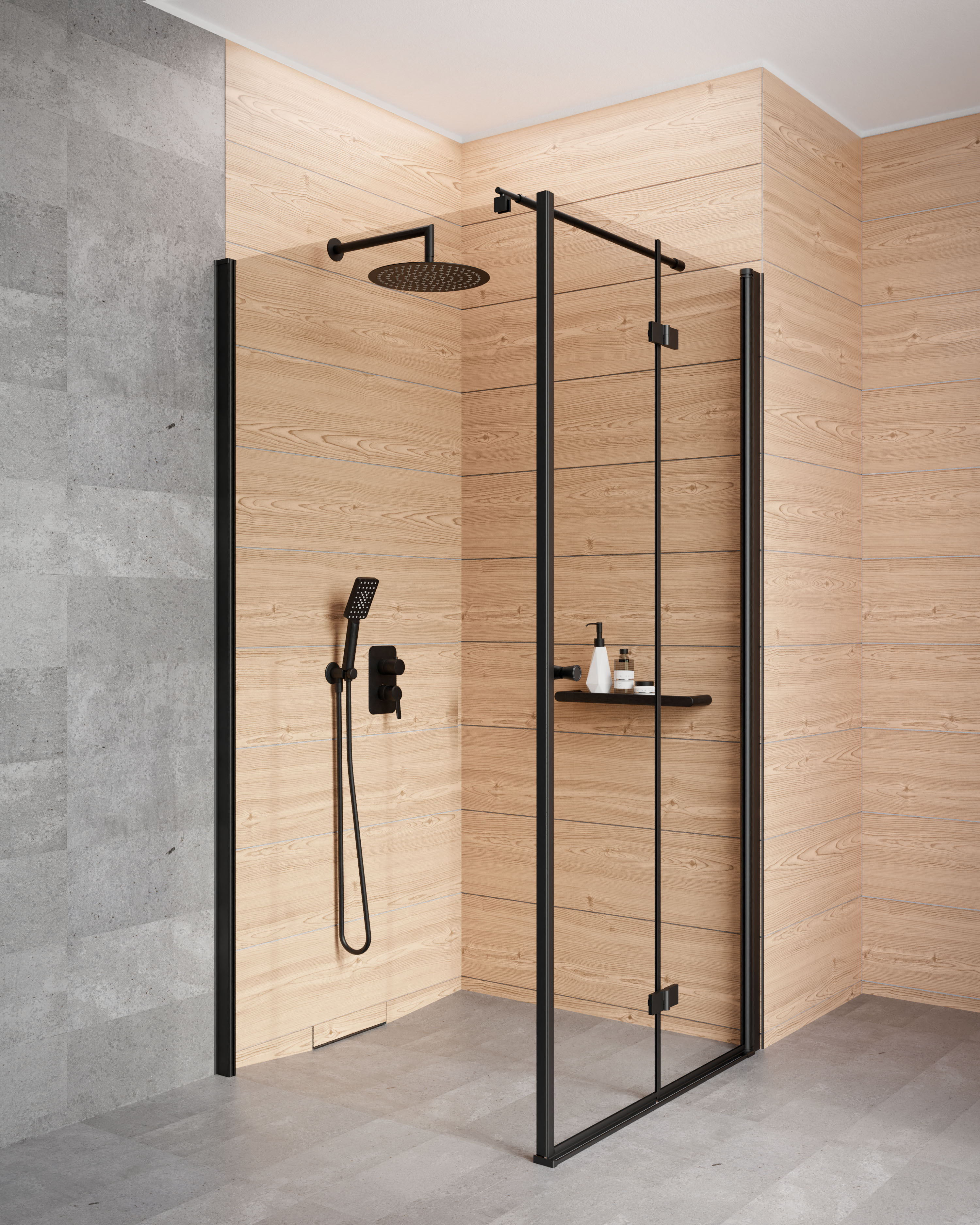 Zestaw Deante Kerria Plus kabina prysznicowa 80x90 cm prostokątna czarny/szkło przezroczyste (KTSXN42P, KTSN39P) - Wysyłka w 24h