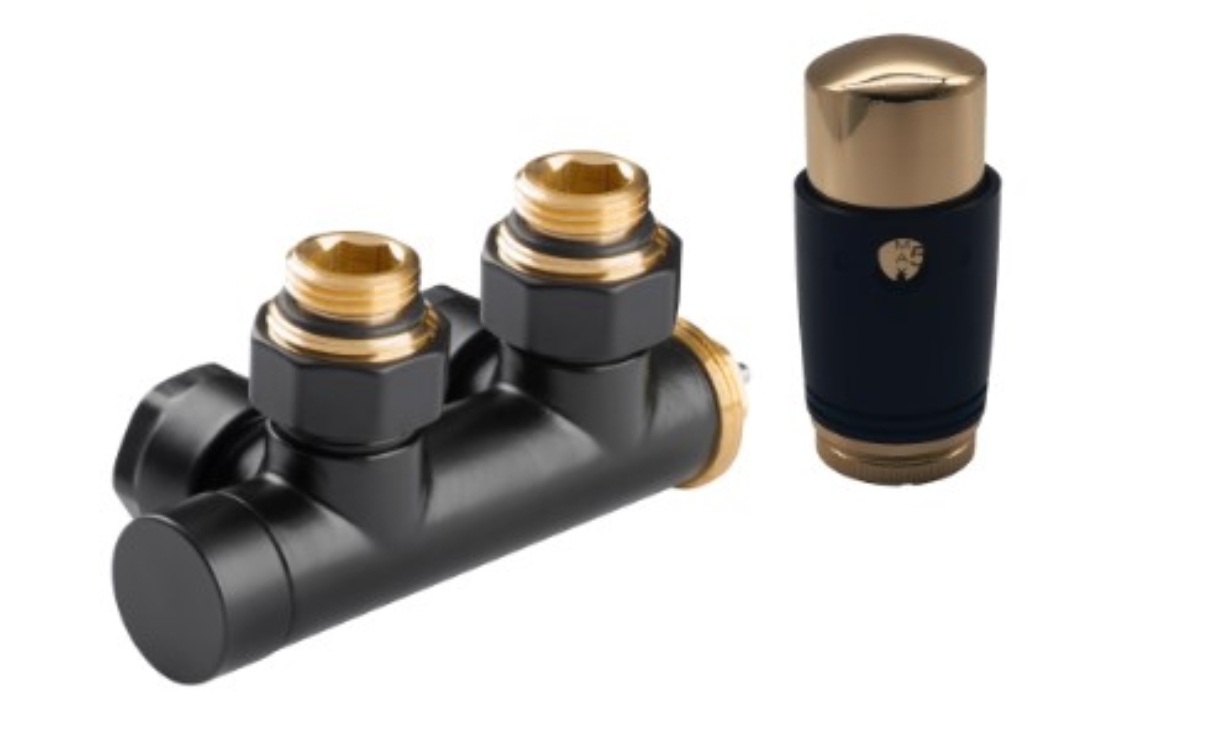 Invena PROV zawór do dolnego podłączenia Duoplex czarny mat/złoty CZ-93-015