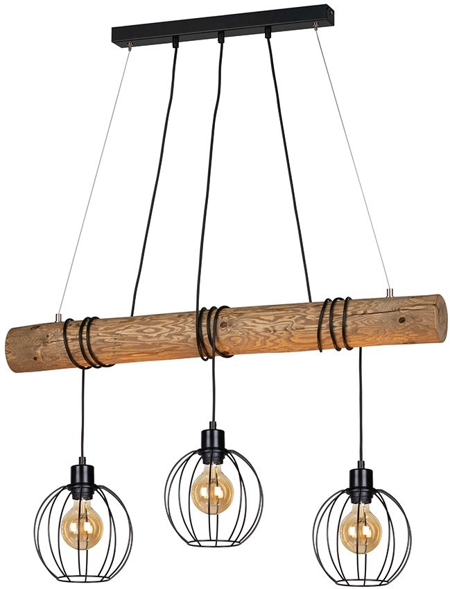 Spot-Light Trabo Beris lampa wisząca 3x60W sosna bejcowana/czarny 683066304