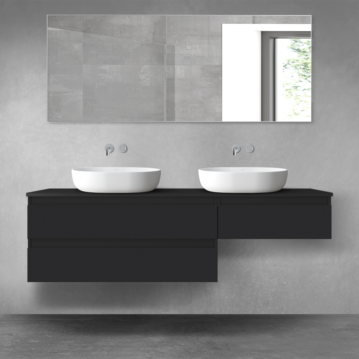 Oltens Vernal zestaw mebli łazienkowych 160 cm z blatem czarny mat 68347300 - Wysyłka w 24h