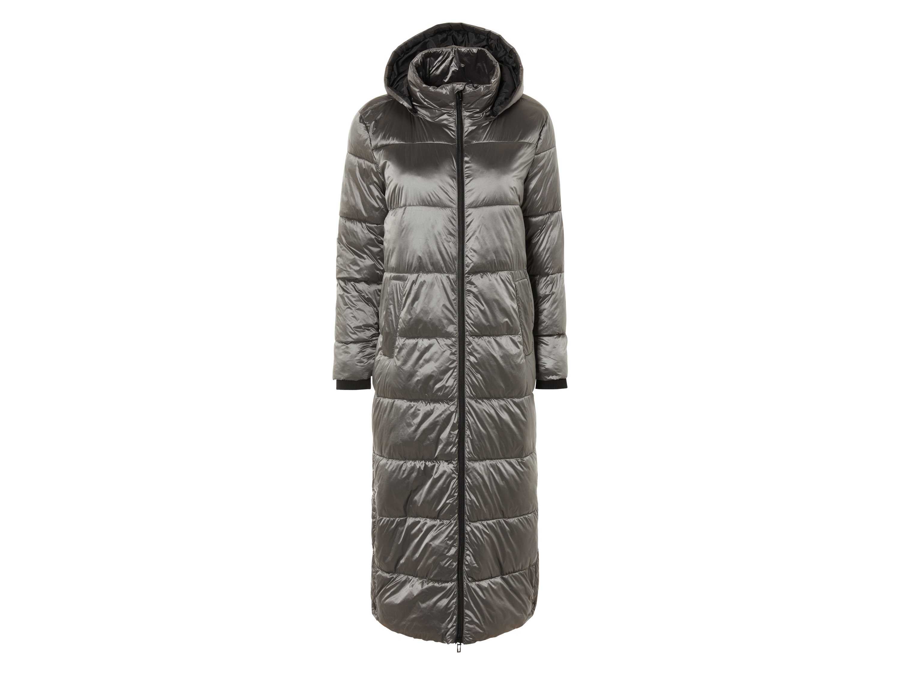 esmara Pikowany płaszcz damski maxi S 36/38, Srebrny