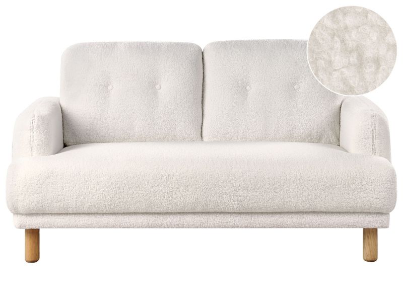 Sofa Tuve Boucle Biały dla 2 osób 1 szt.