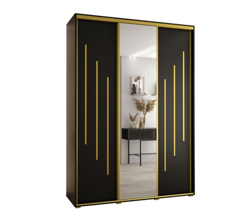 Szafa przesuwna Abiks DAVOS 9 wysoka szer.170cm gł.45cm czarny/czarny/złoty 1szt.