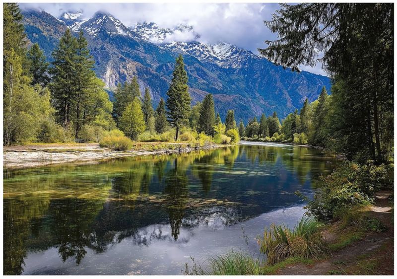 Fototapeta Góry Natura Rzeka WALLARENA 300x210 cm Tapeta Do Sypialni Salonu Na Flizelinie 1 szt.