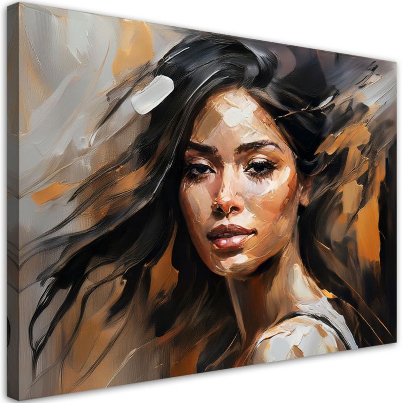 Obraz do salonu sypialni Feeby Portret Kobiety Glamour Brązowy 60x40 cm 1szt