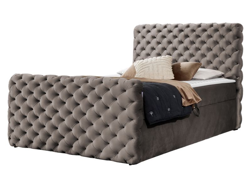 Łóżko kontynentalne MIRJAN 24 Chesterfield Lux 120x200 chłodny brąz 1 szt.